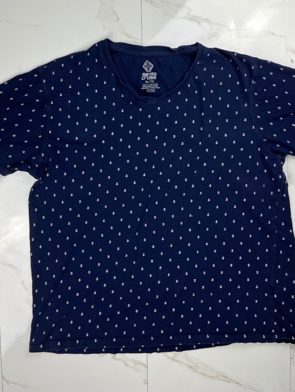 Swiss Cross Navy Blue XL T-Shirt Anchor Print